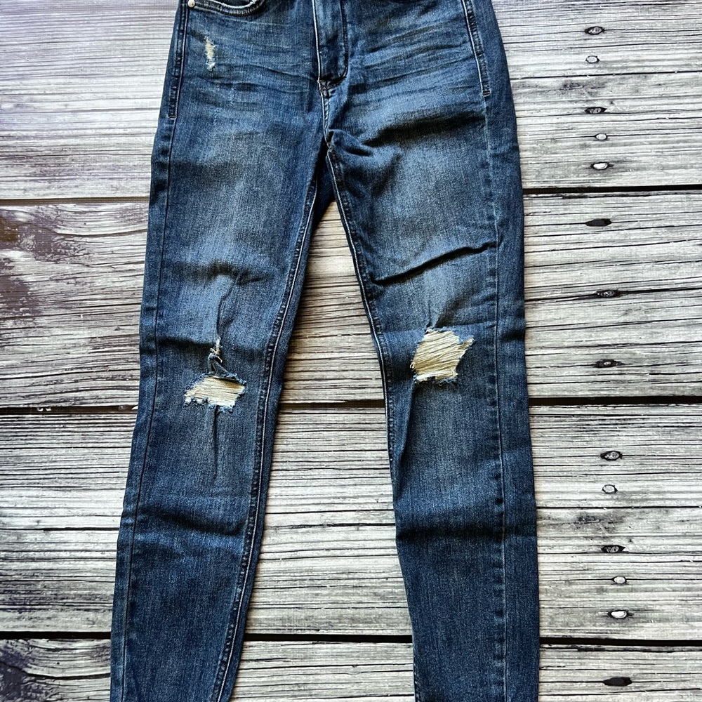 Judy Blue Dark Blue Distressed High-Rise Women’s Jeans